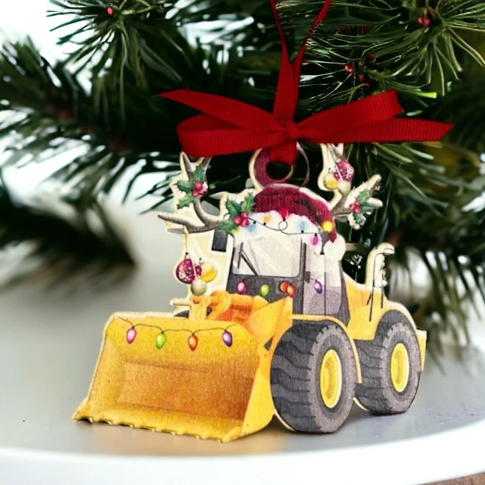 New Christmas Front Loader Truck Ornament - Handmade & Personalized